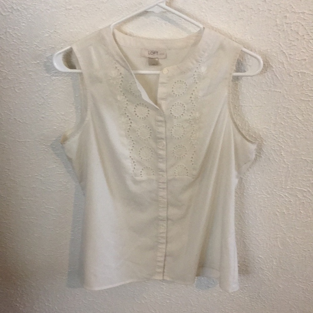 Ann Taylor LOFT dress top, white. Size Med Petite